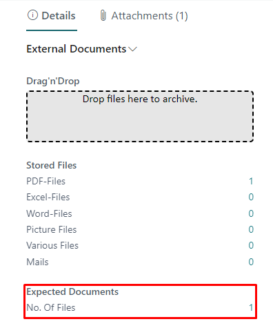 Screenshot of the duveka Standart factbox with new value of PDF-files count