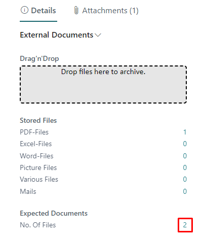 Screenshot of the duveka Standart factbox from Posted Sales Invoces list with changed Expected Document number