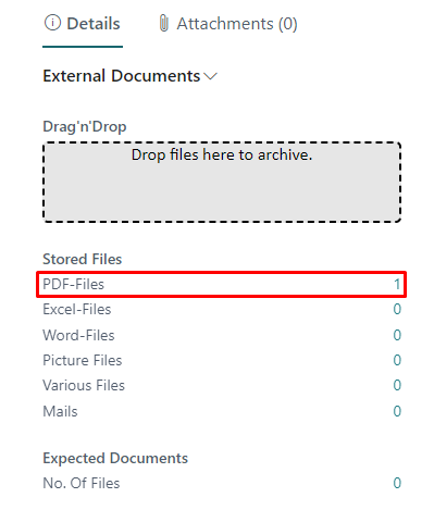 Screenshot of the duveka Standart factbox with new value of PDF-files count